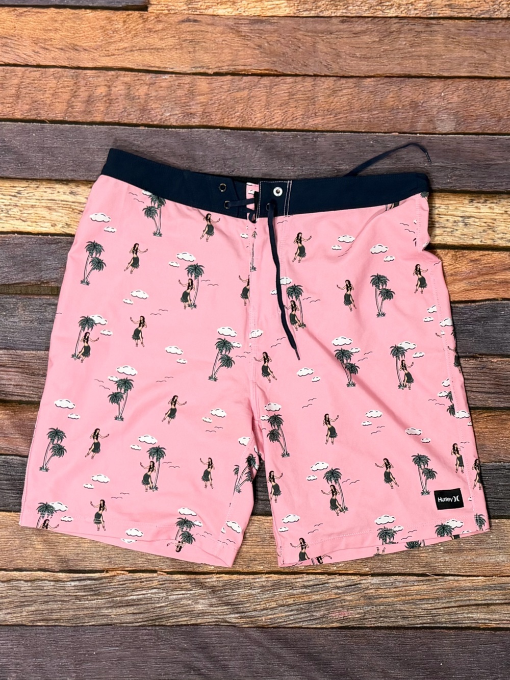 Hurley Pink Men's Surfer Board Shorts Palm Trees Swimsuit Summer